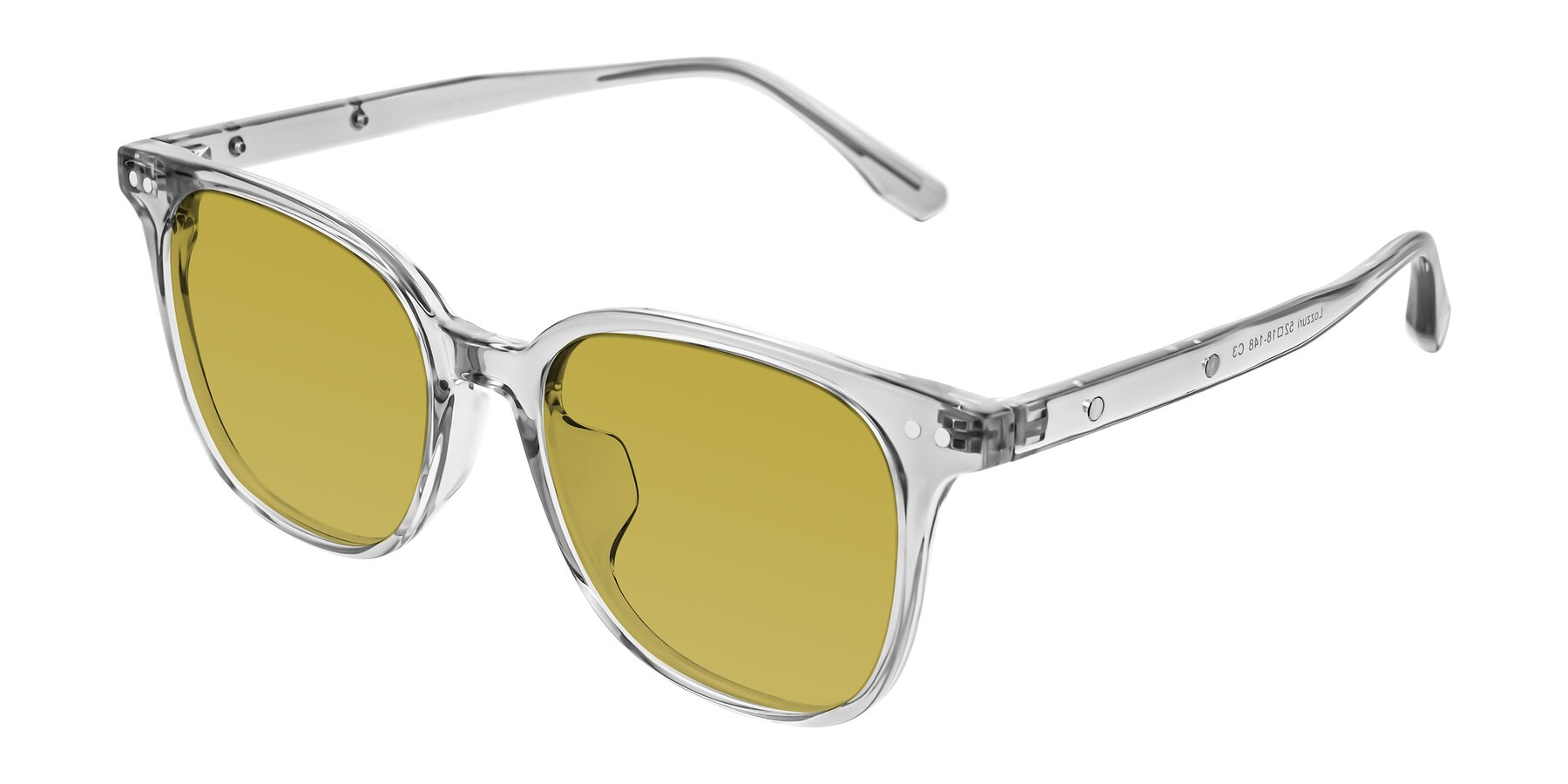 Angle of Lozzuri in Transparent Gray with Champagne Tinted Lenses