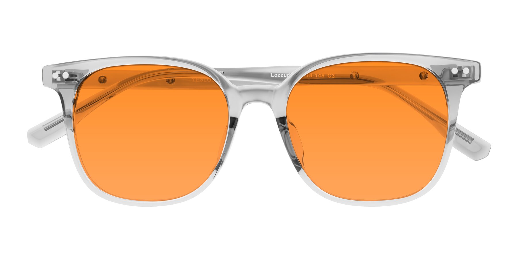 Folded Front of Lozzuri in Transparent Gray with Orange Tinted Lenses