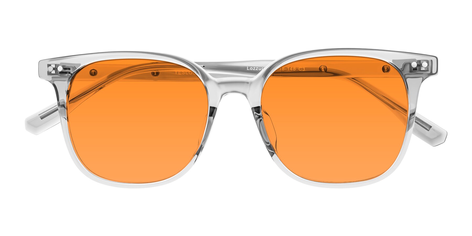Folded Front of Lozzuri in Transparent Gray with Orange Tinted Lenses