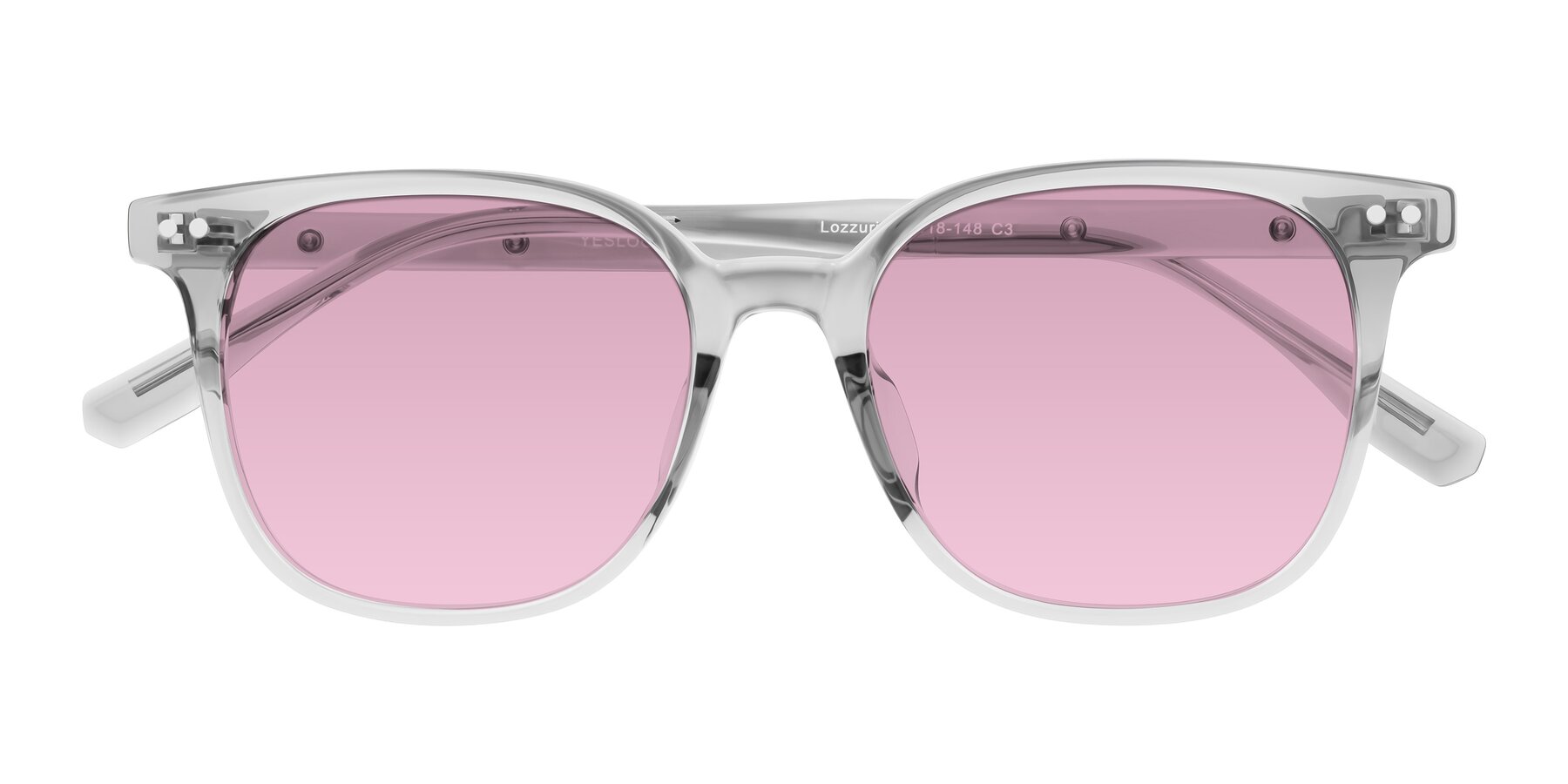 Folded Front of Lozzuri in Transparent Gray with Light Wine Tinted Lenses