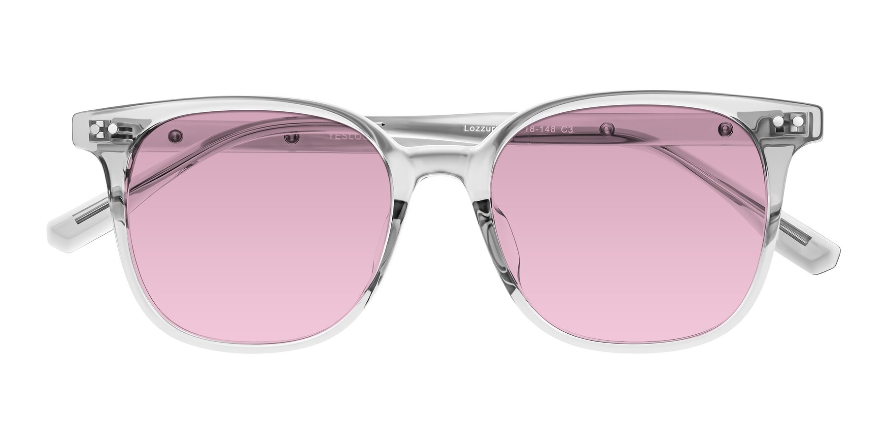 Folded Front of Lozzuri in Transparent Gray with Light Wine Tinted Lenses