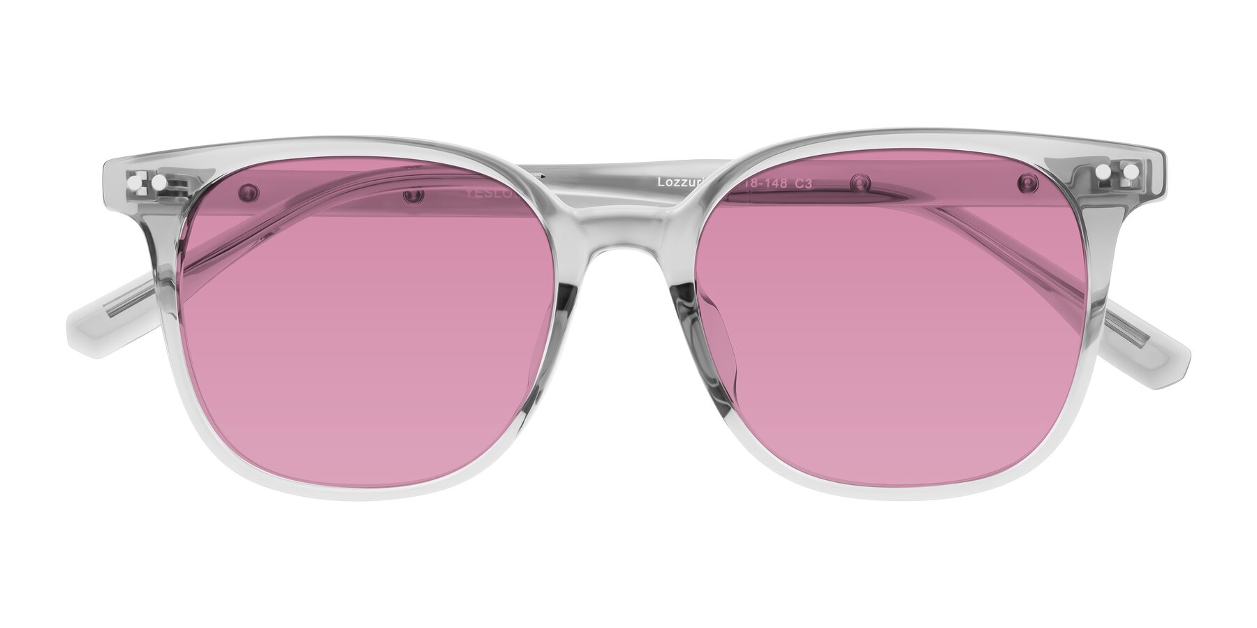 Folded Front of Lozzuri in Transparent Gray with Medium Wine Tinted Lenses