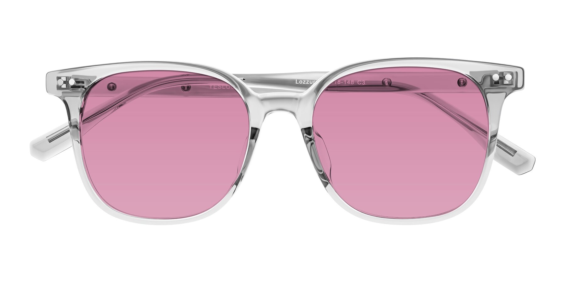 Folded Front of Lozzuri in Transparent Gray with Medium Wine Tinted Lenses