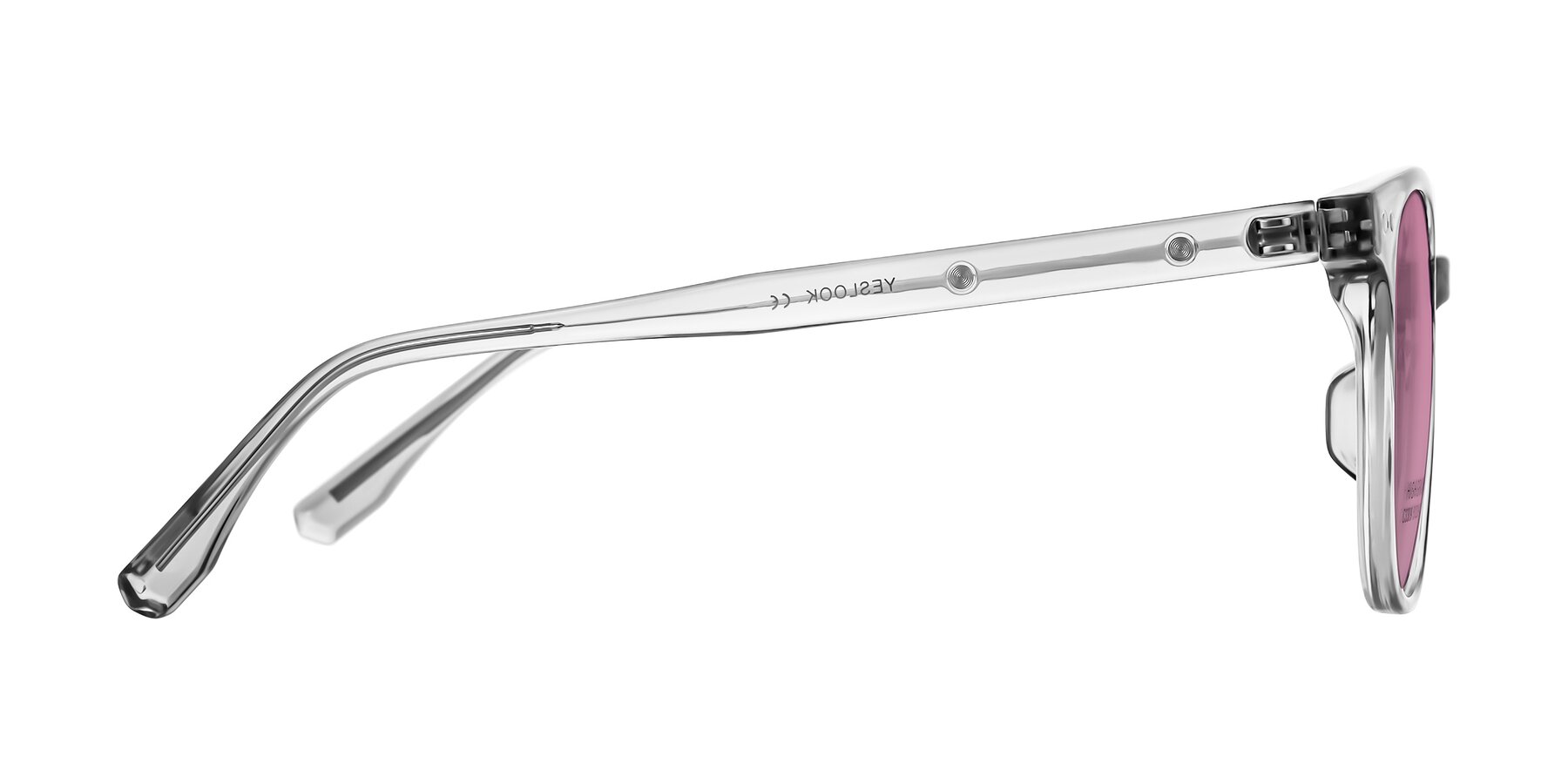 Side of Lozzuri in Transparent Gray with Medium Wine Tinted Lenses
