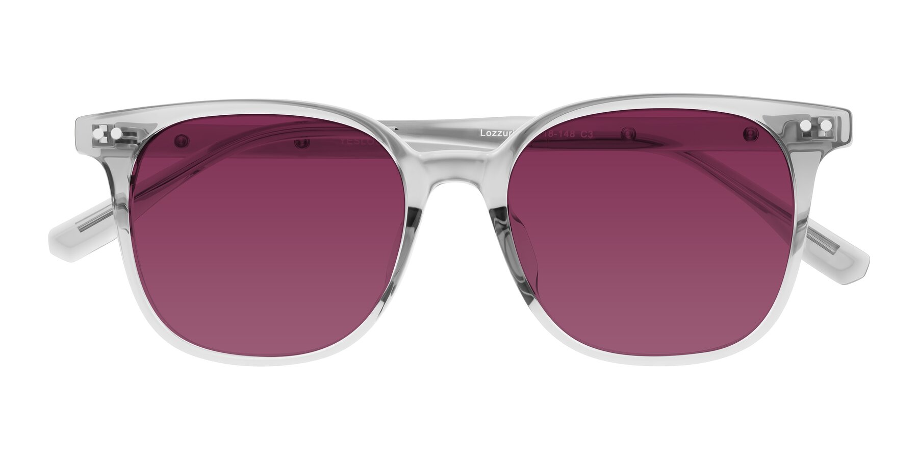 Folded Front of Lozzuri in Transparent Gray with Wine Tinted Lenses