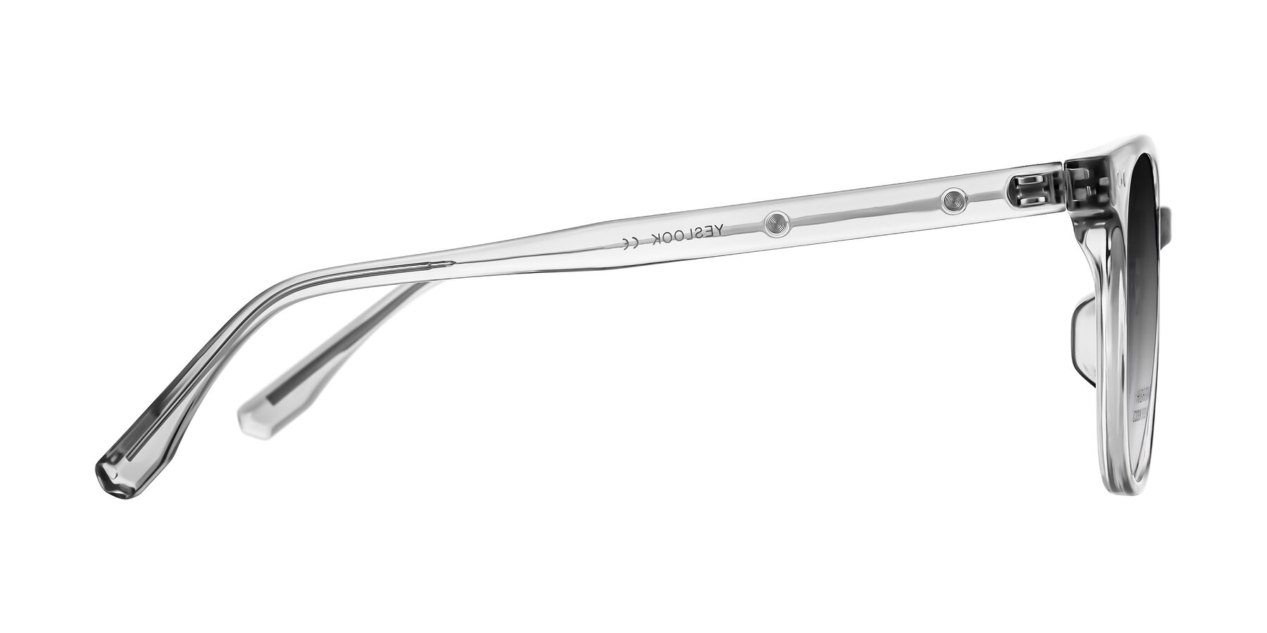 Side of Lozzuri in Transparent Gray with Gray Gradient Lenses