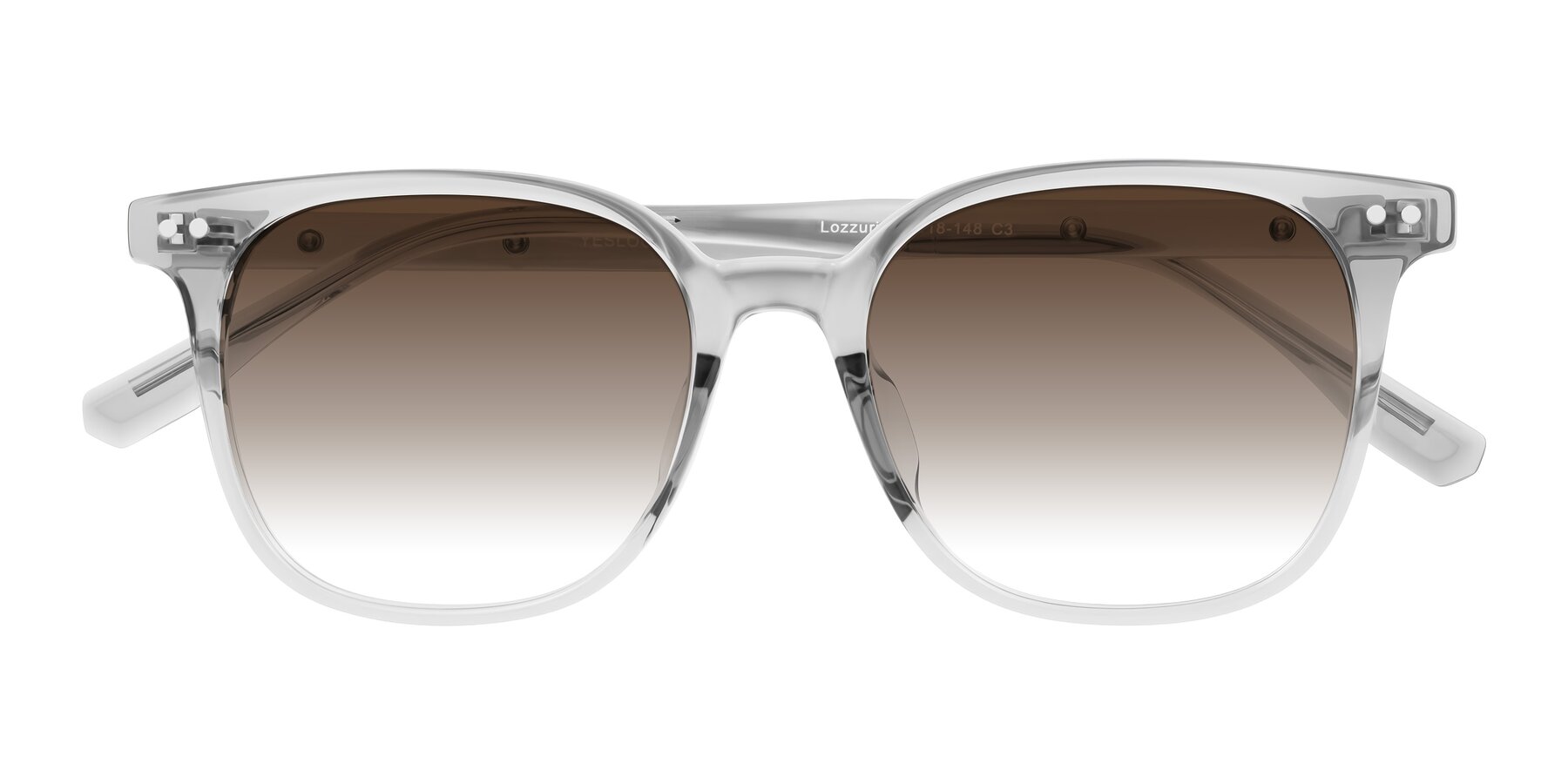 Folded Front of Lozzuri in Transparent Gray with Brown Gradient Lenses