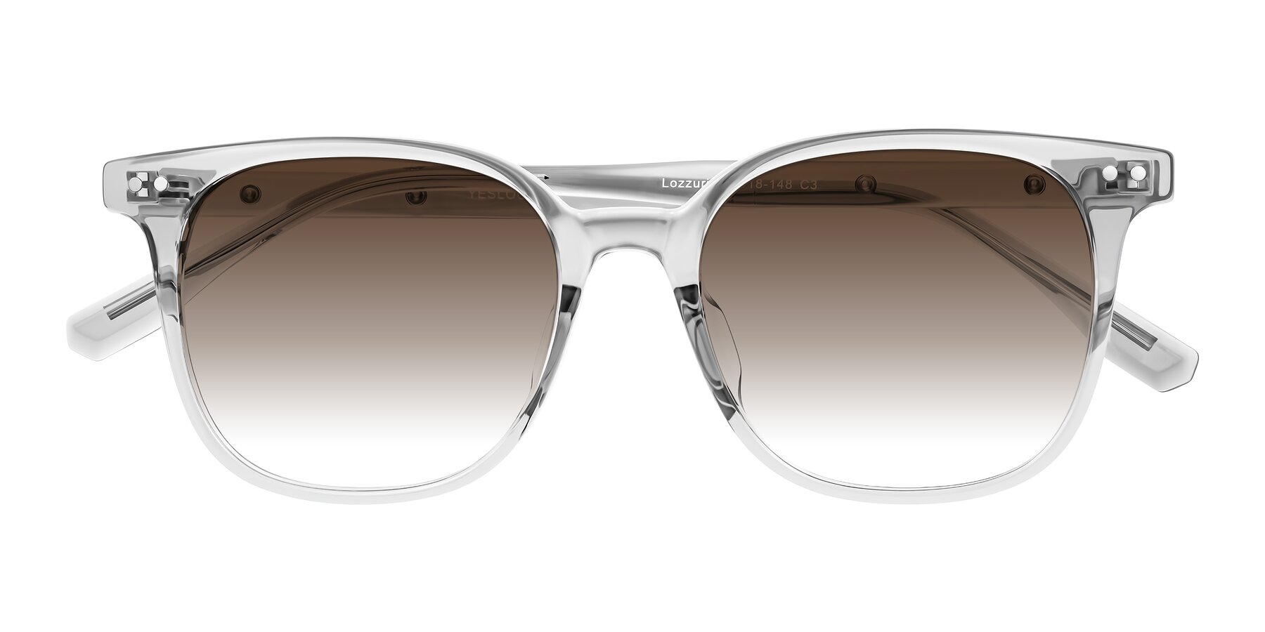 Folded Front of Lozzuri in Transparent Gray with Brown Gradient Lenses