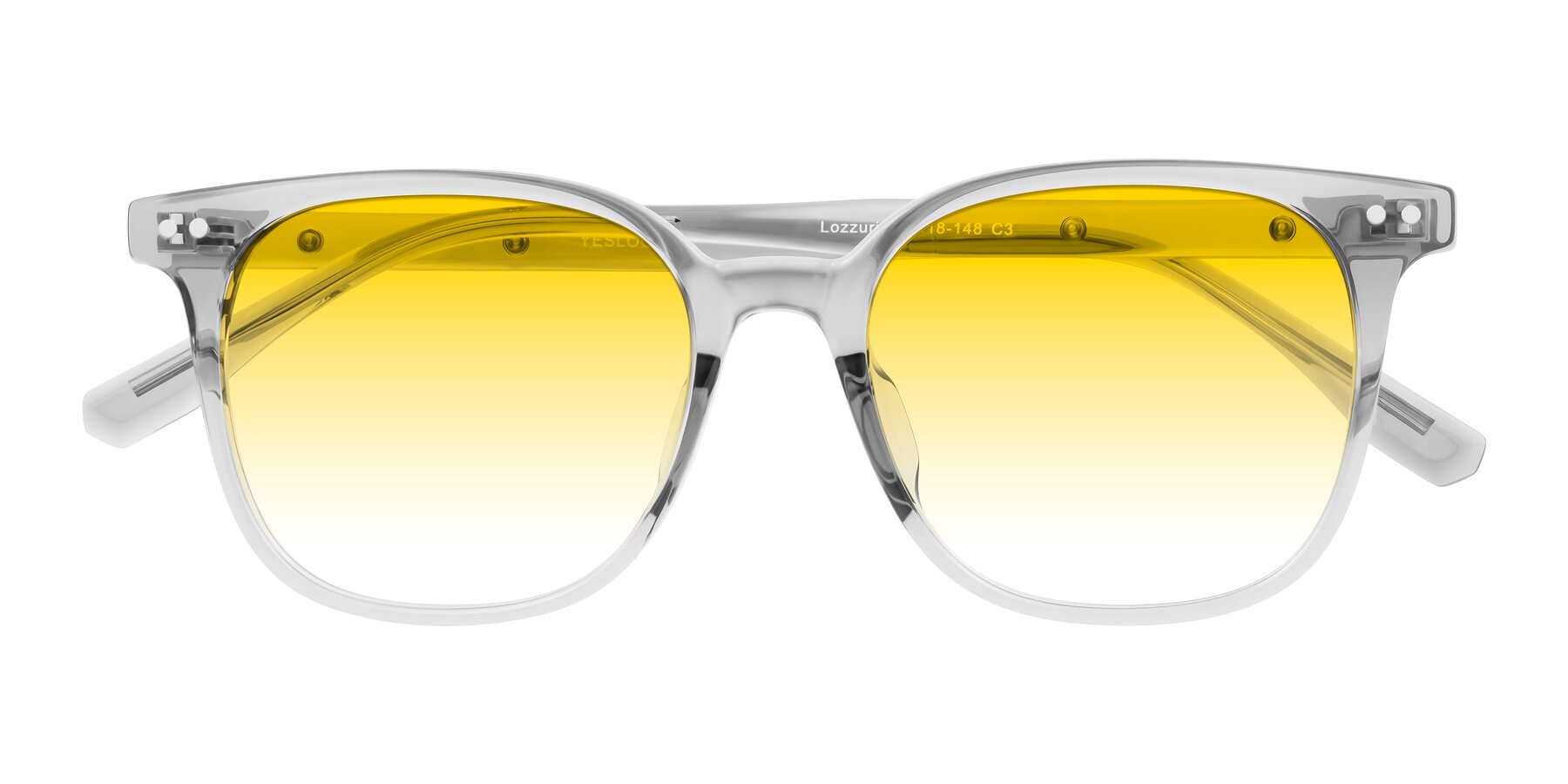 Folded Front of Lozzuri in Transparent Gray with Yellow Gradient Lenses