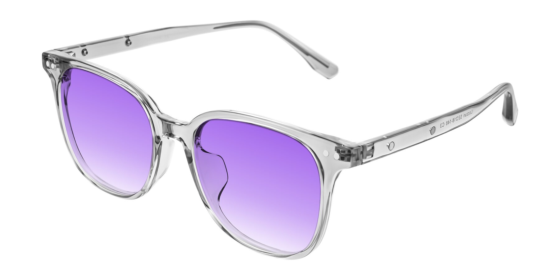 Angle of Lozzuri in Transparent Gray with Purple Gradient Lenses