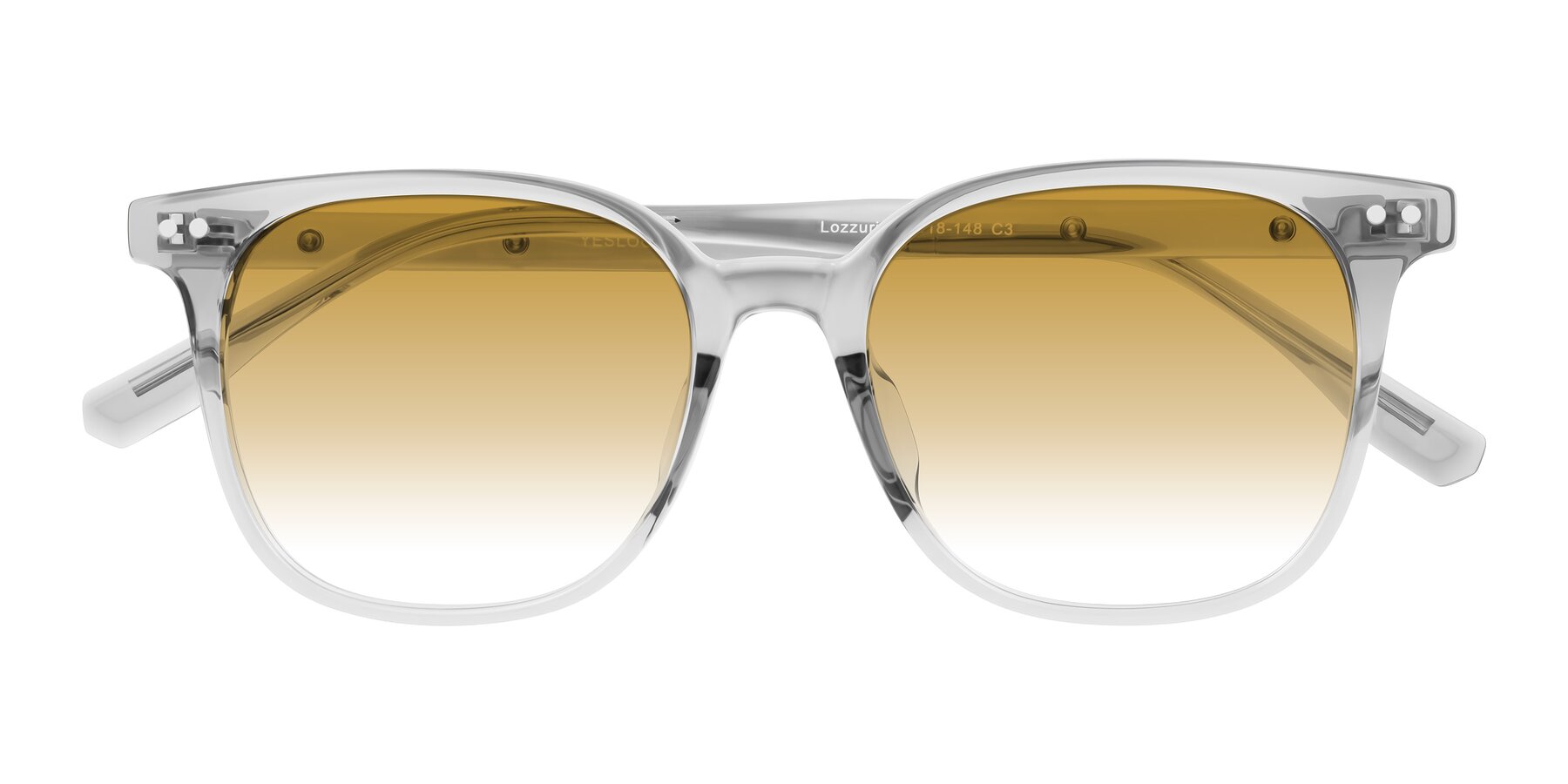 Folded Front of Lozzuri in Transparent Gray with Champagne Gradient Lenses