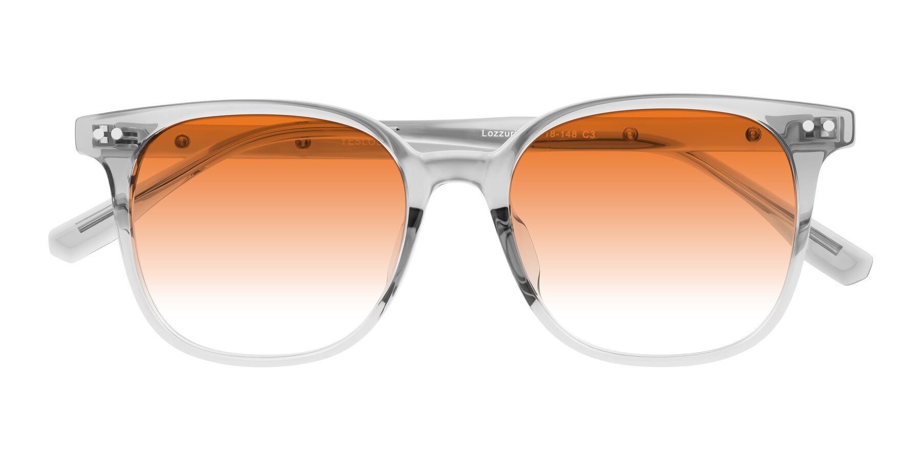 Folded Front of Lozzuri in Transparent Gray with Orange Gradient Lenses