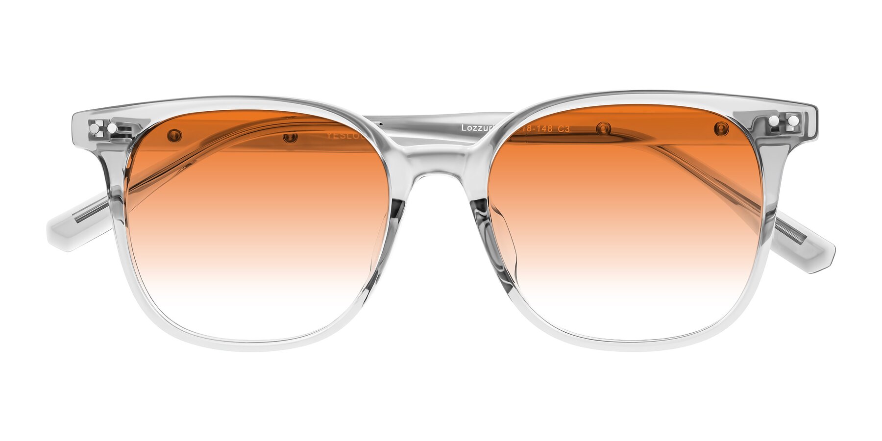 Folded Front of Lozzuri in Transparent Gray with Orange Gradient Lenses