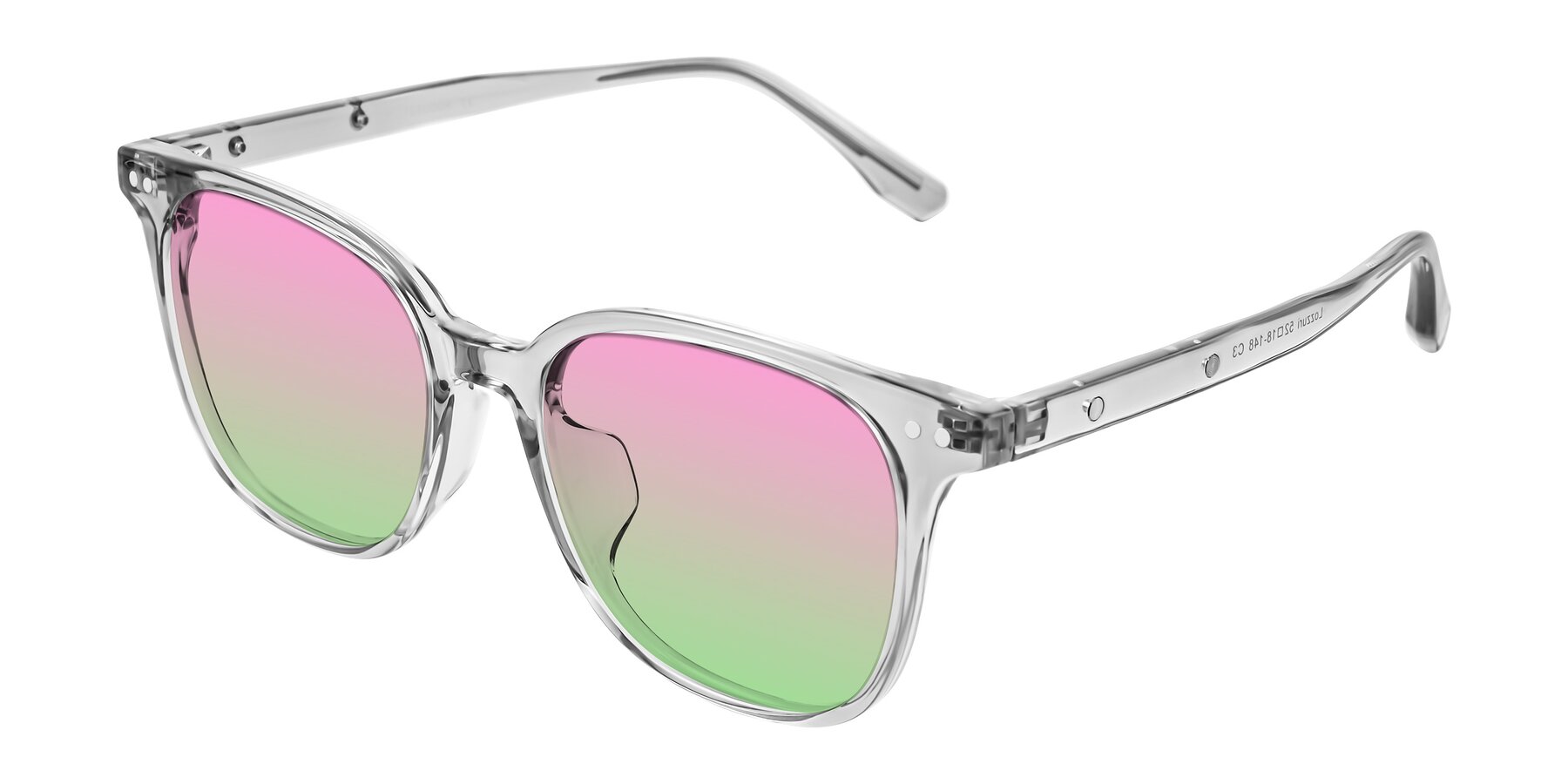 Angle of Lozzuri in Transparent Gray with Pink / Green Gradient Lenses