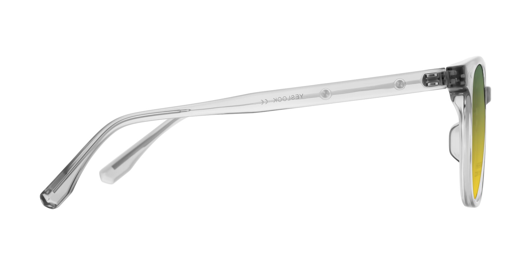 Side of Lozzuri in Transparent Gray with Green / Yellow Gradient Lenses
