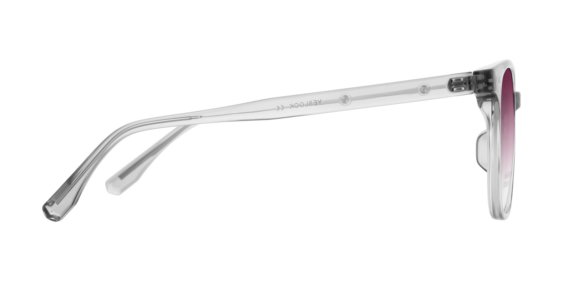 Side of Lozzuri in Transparent Gray with Wine Gradient Lenses