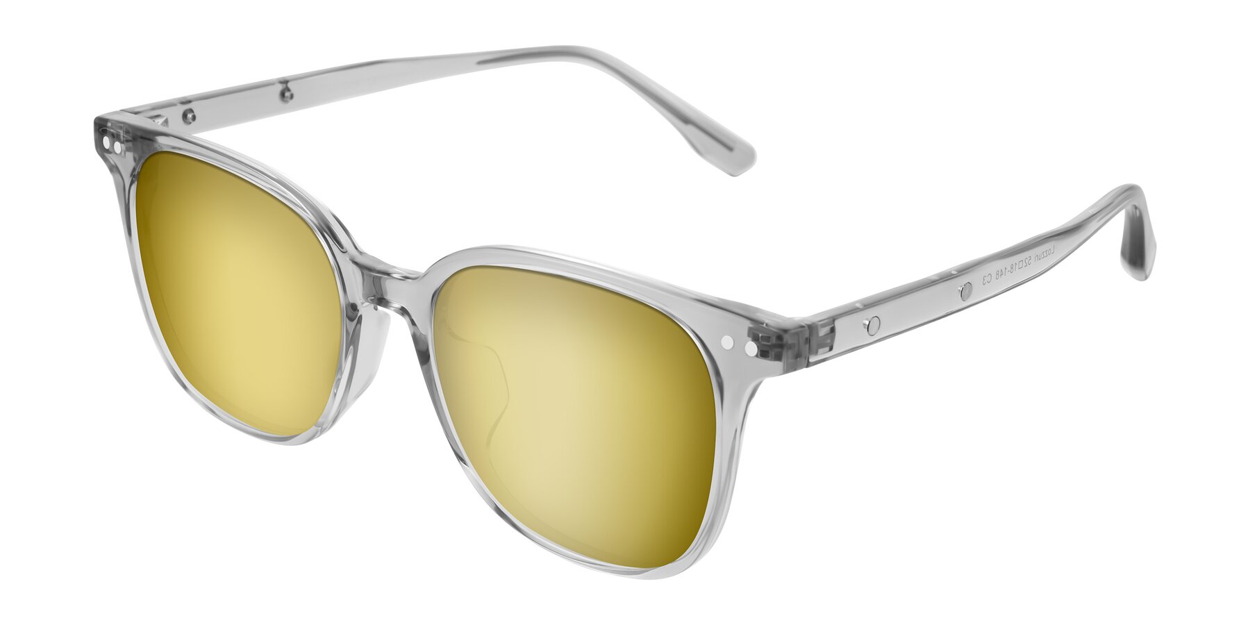 Angle of Lozzuri in Transparent Gray with Gold Mirrored Lenses