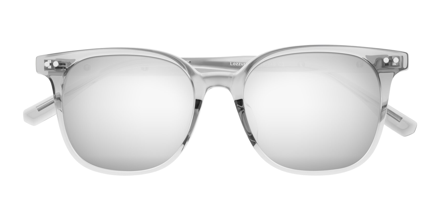 Folded Front of Lozzuri in Transparent Gray with Silver Mirrored Lenses