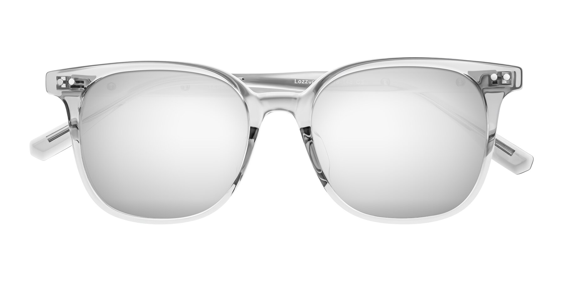 Folded Front of Lozzuri in Transparent Gray with Silver Mirrored Lenses