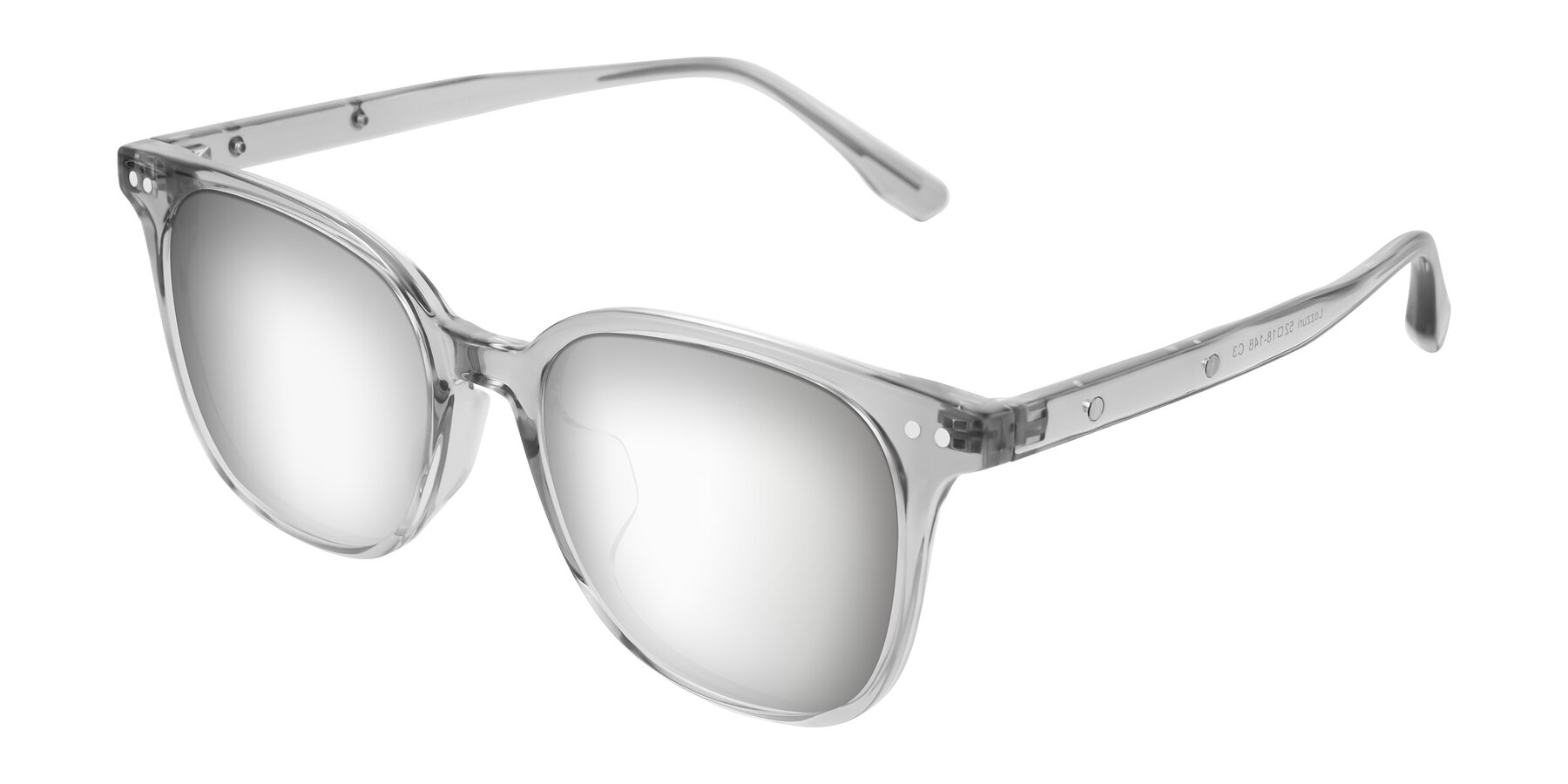 Angle of Lozzuri in Transparent Gray with Silver Mirrored Lenses