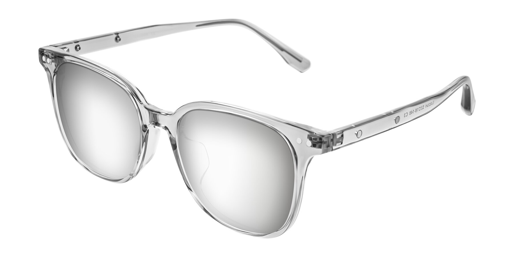 Angle of Lozzuri in Transparent Gray with Silver Mirrored Lenses