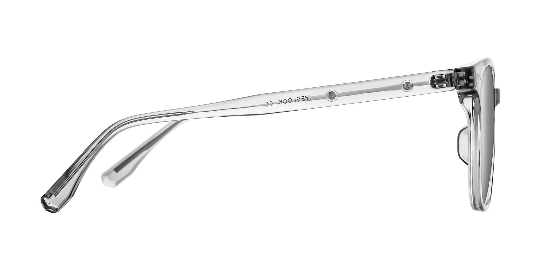 Side of Lozzuri in Transparent Gray with Silver Mirrored Lenses