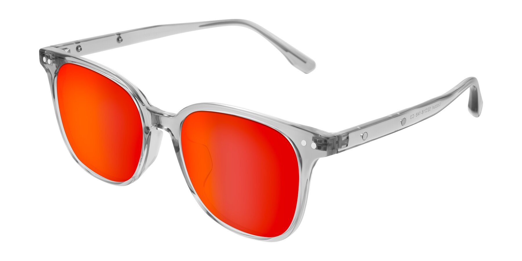 Angle of Lozzuri in Transparent Gray with Red Gold Mirrored Lenses