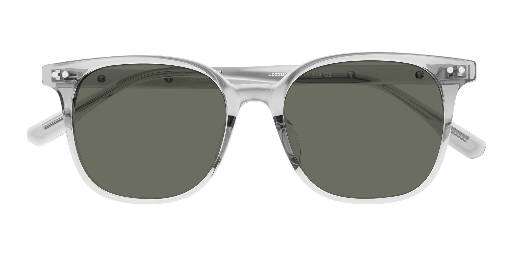 Folded Front of Lozzuri in Transparent Gray with Gray Polarized Lenses