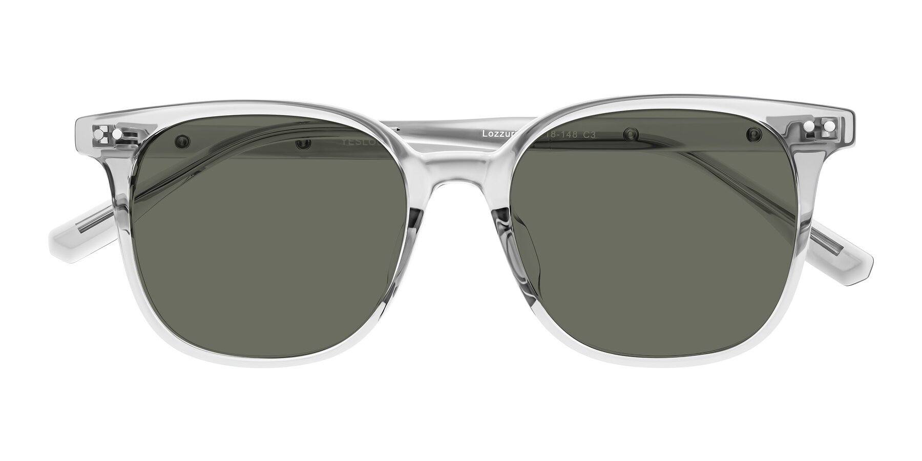 Folded Front of Lozzuri in Transparent Gray with Gray Polarized Lenses