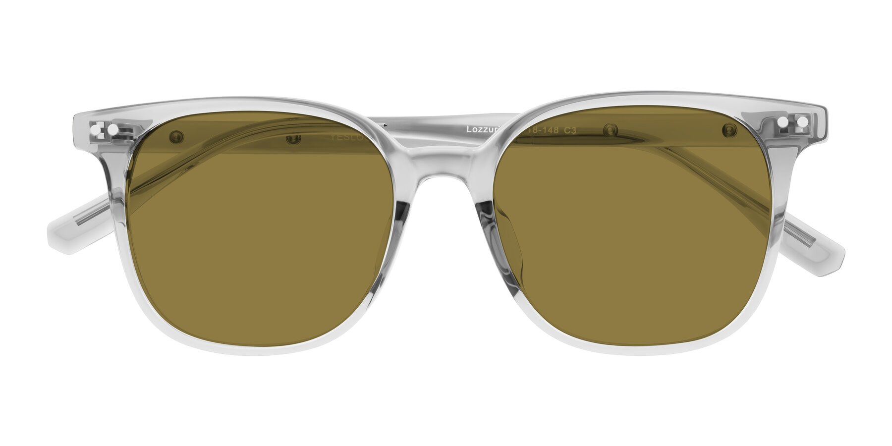 Folded Front of Lozzuri in Transparent Gray with Brown Polarized Lenses