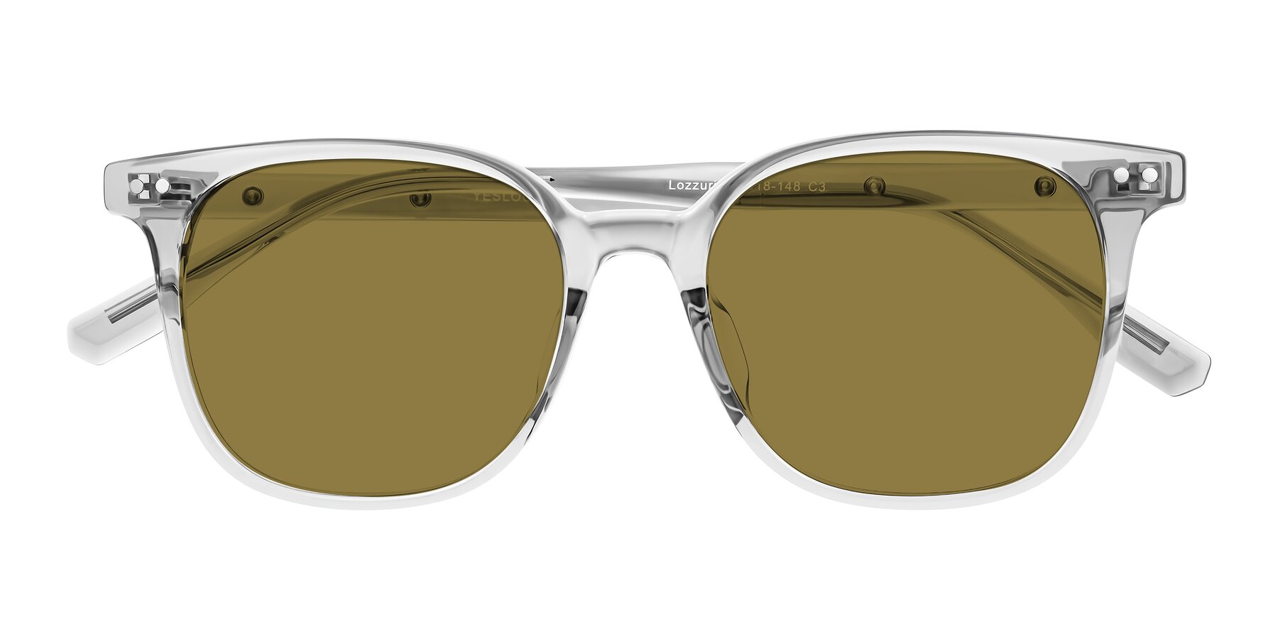 Folded Front of Lozzuri in Transparent Gray with Brown Polarized Lenses