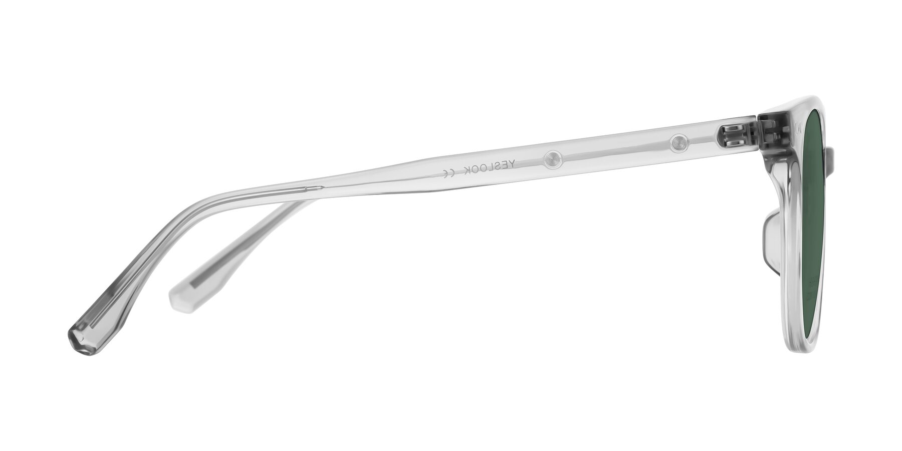 Side of Lozzuri in Transparent Gray with Green Polarized Lenses