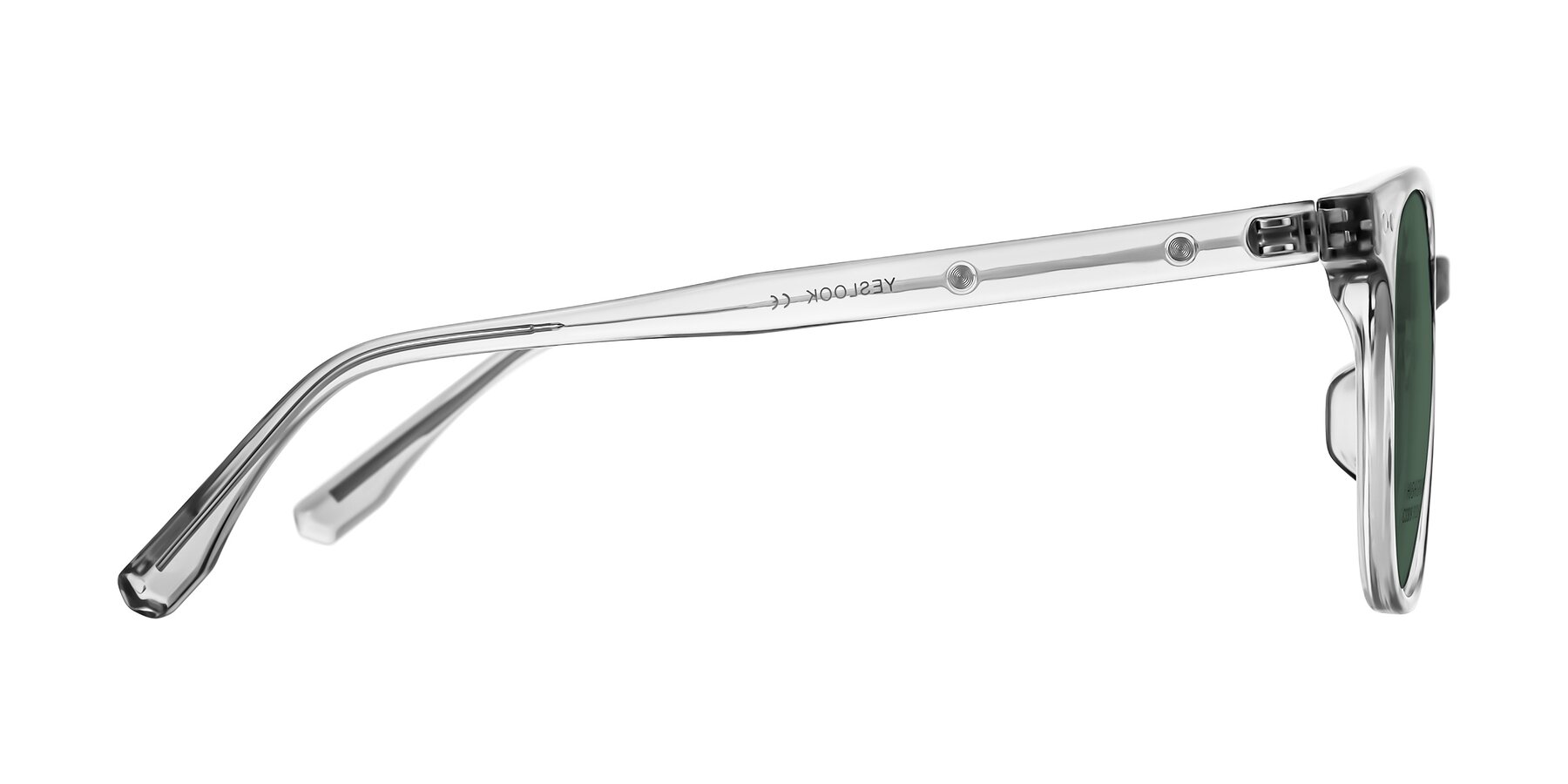 Side of Lozzuri in Transparent Gray with Green Polarized Lenses