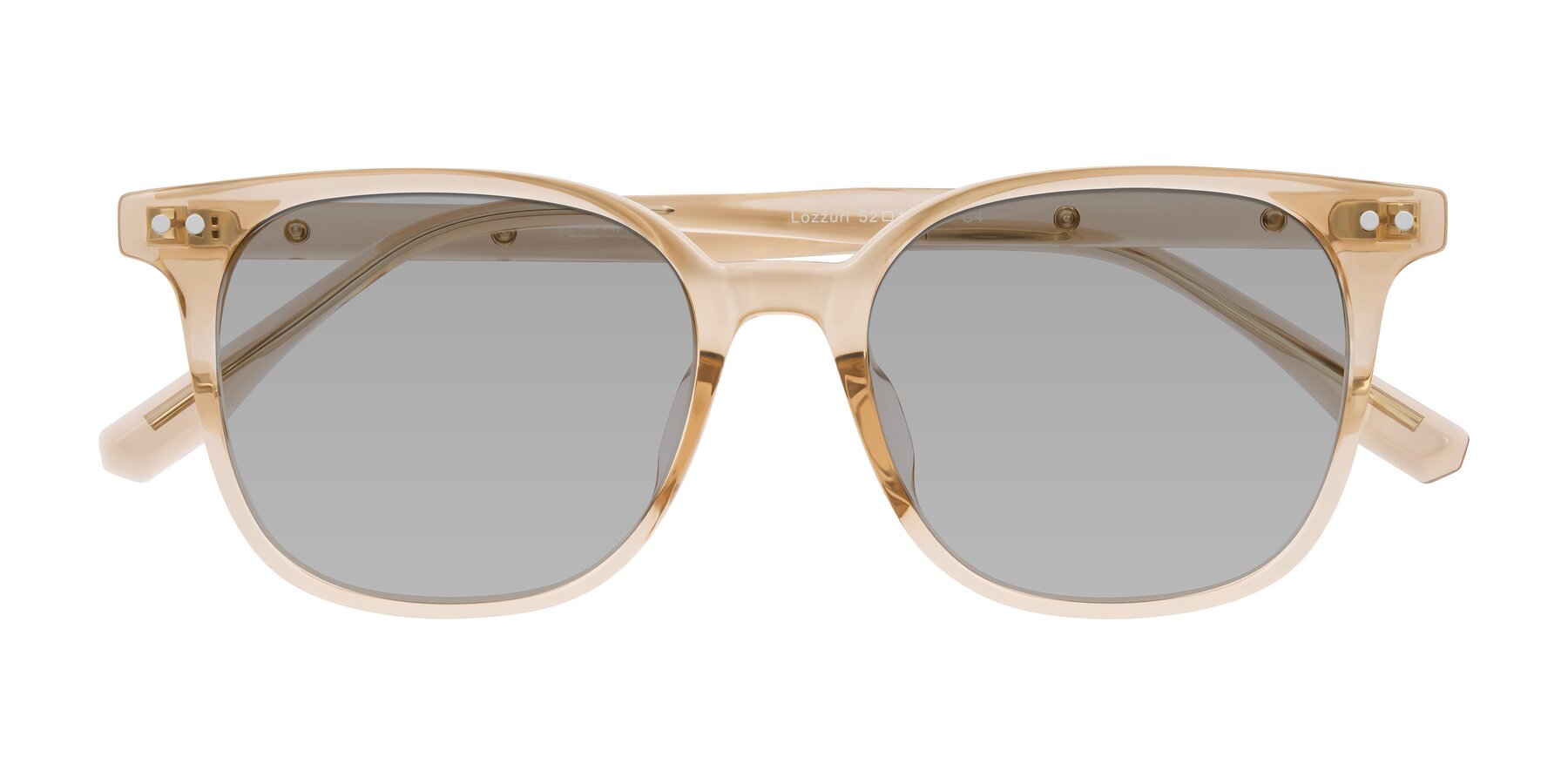 Folded Front of Lozzuri in Transparent Champagne with Light Gray Tinted Lenses