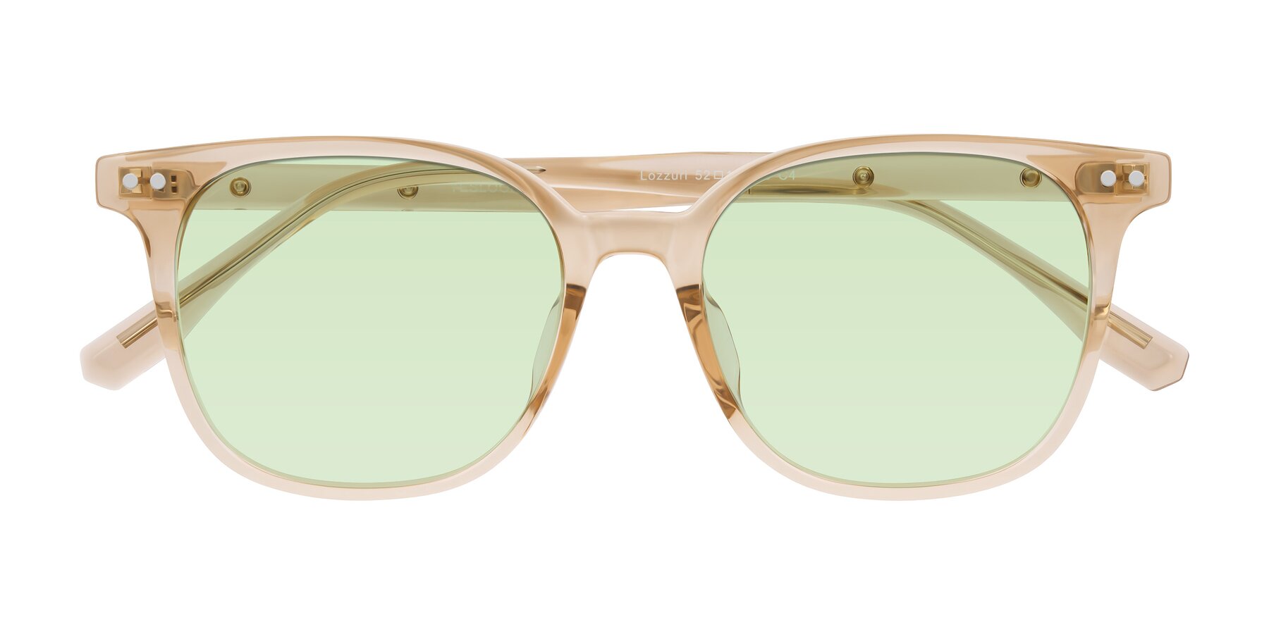 Folded Front of Lozzuri in Transparent Champagne with Light Green Tinted Lenses