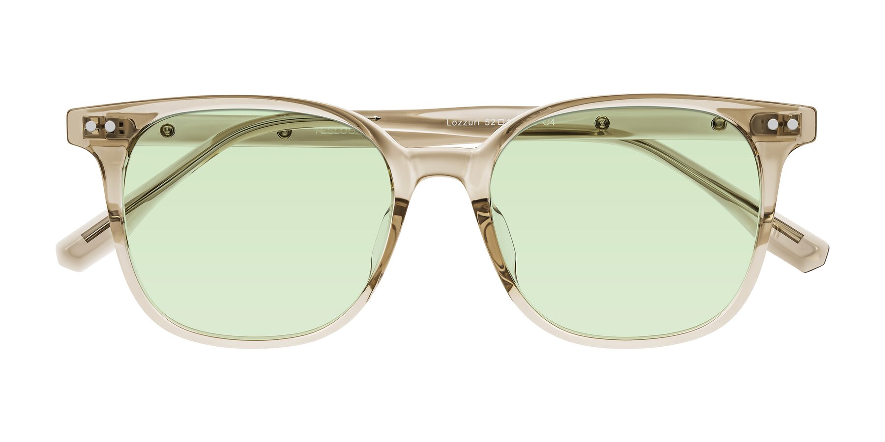 Folded Front of Lozzuri in Transparent Champagne with Light Green Tinted Lenses