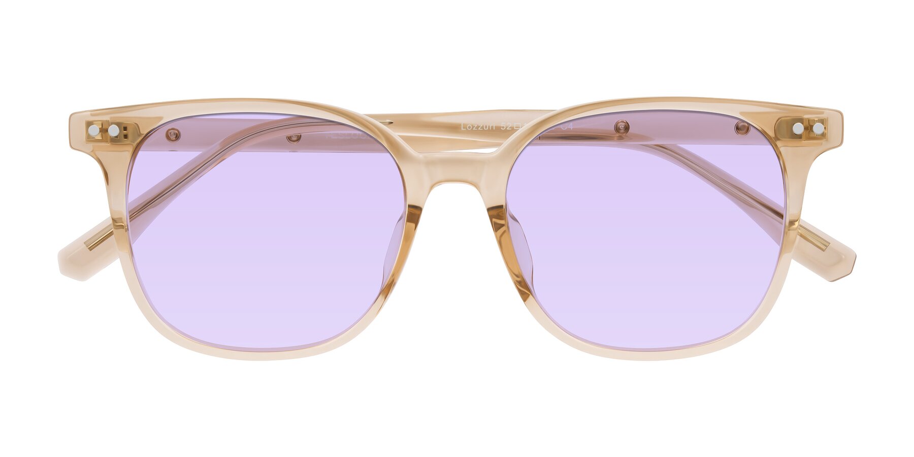 Folded Front of Lozzuri in Transparent Champagne with Light Purple Tinted Lenses