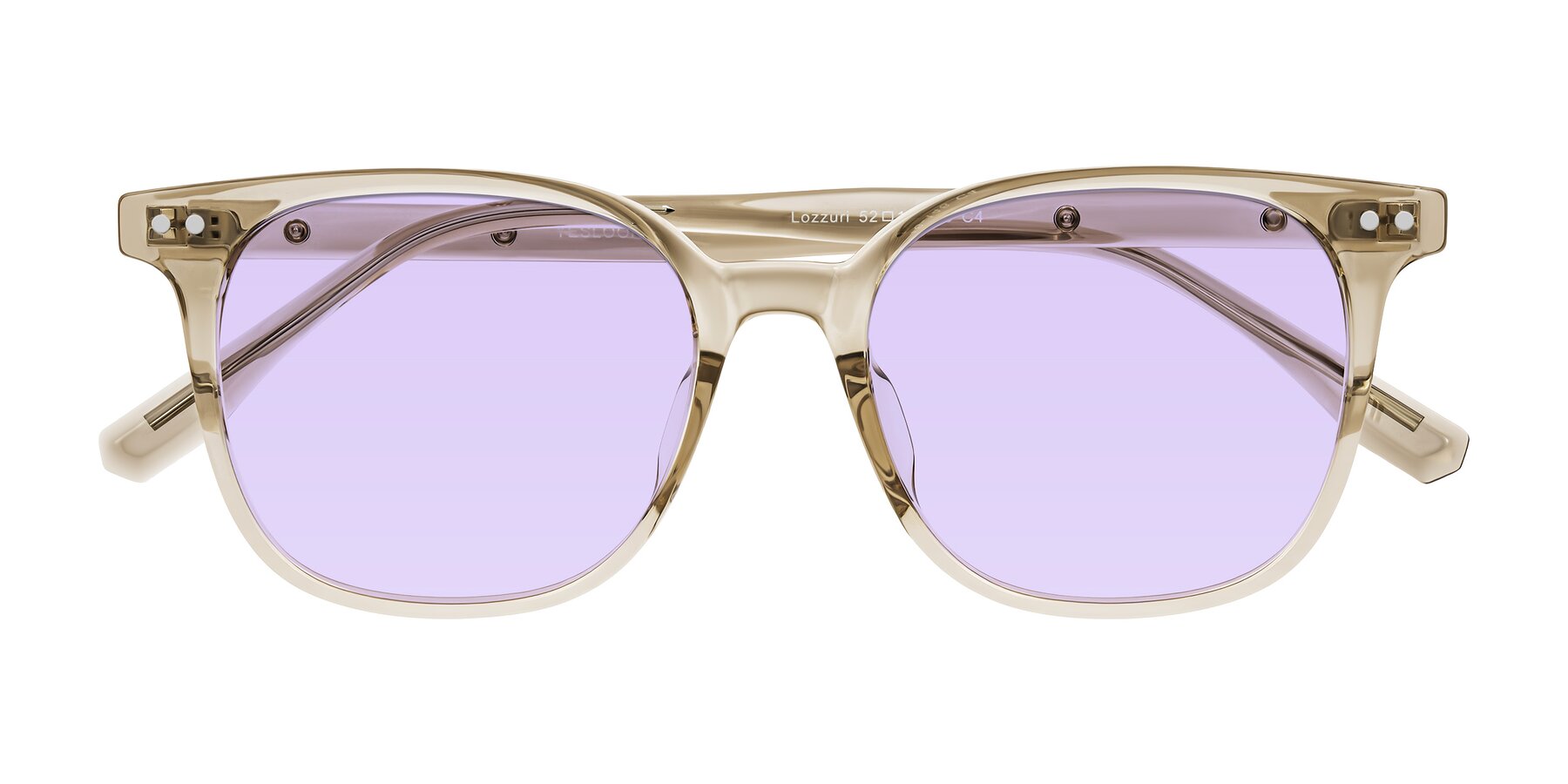 Folded Front of Lozzuri in Transparent Champagne with Light Purple Tinted Lenses