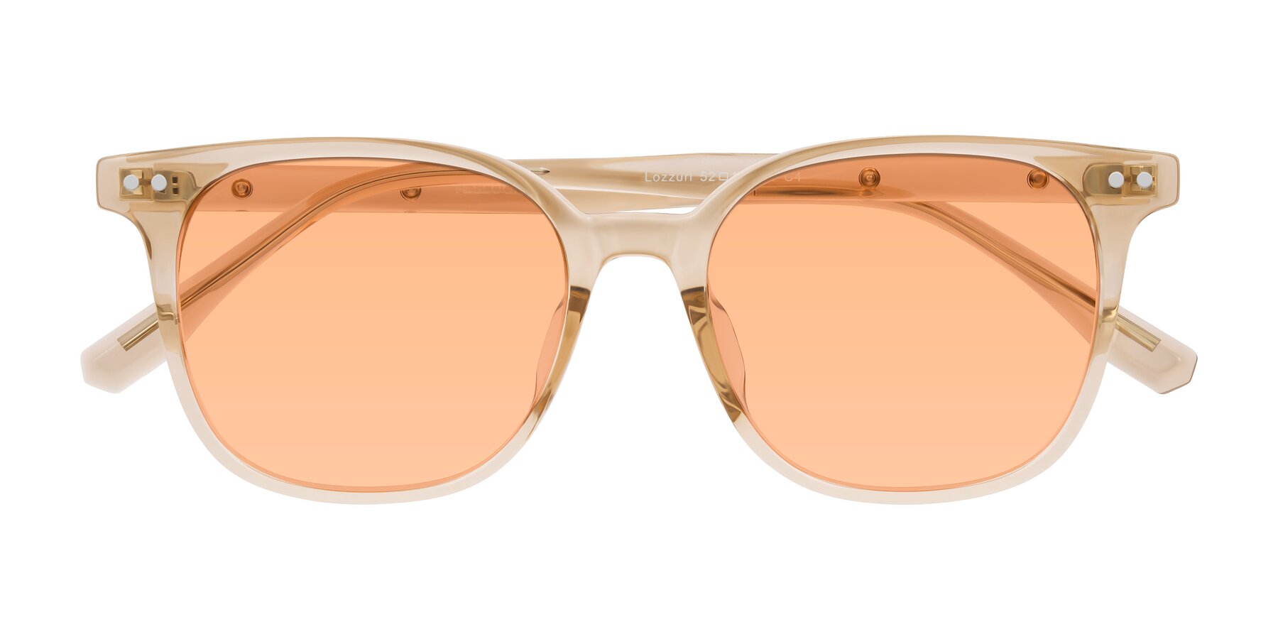Folded Front of Lozzuri in Transparent Champagne with Light Orange Tinted Lenses