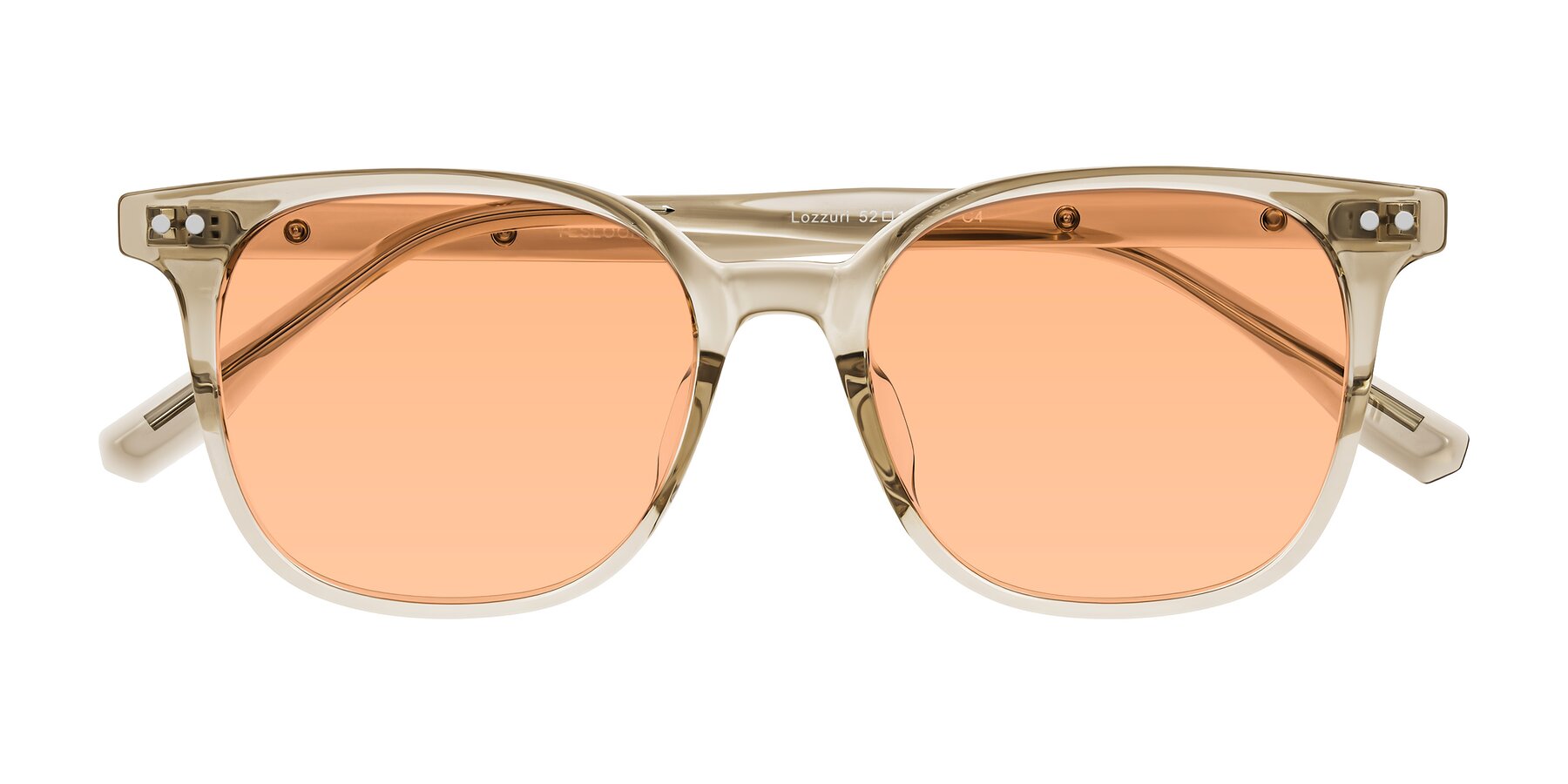 Folded Front of Lozzuri in Transparent Champagne with Light Orange Tinted Lenses
