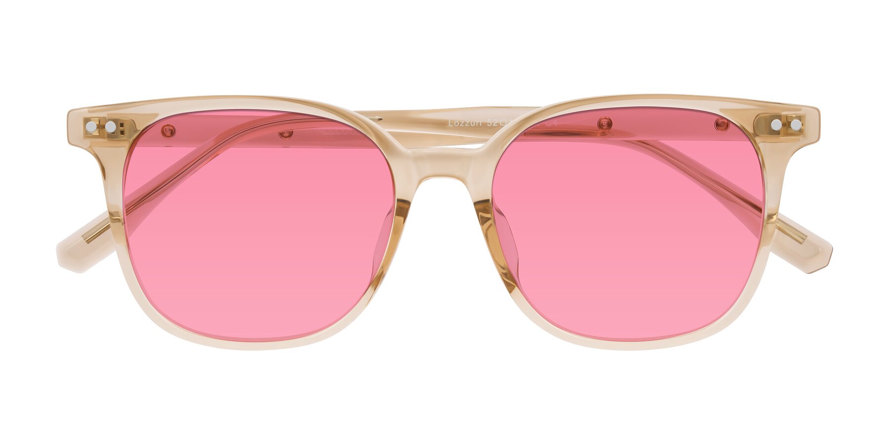 Folded Front of Lozzuri in Transparent Champagne with Pink Tinted Lenses