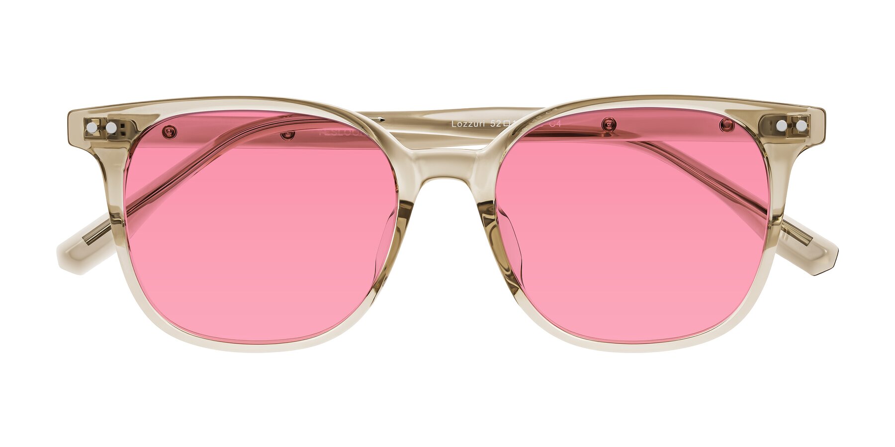 Folded Front of Lozzuri in Transparent Champagne with Pink Tinted Lenses