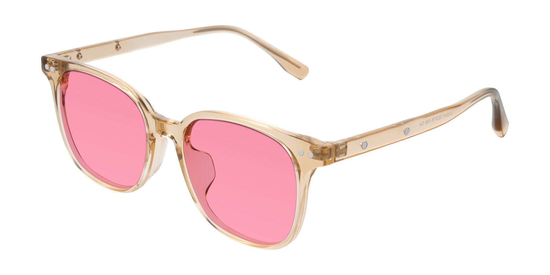 Angle of Lozzuri in Transparent Champagne with Pink Tinted Lenses