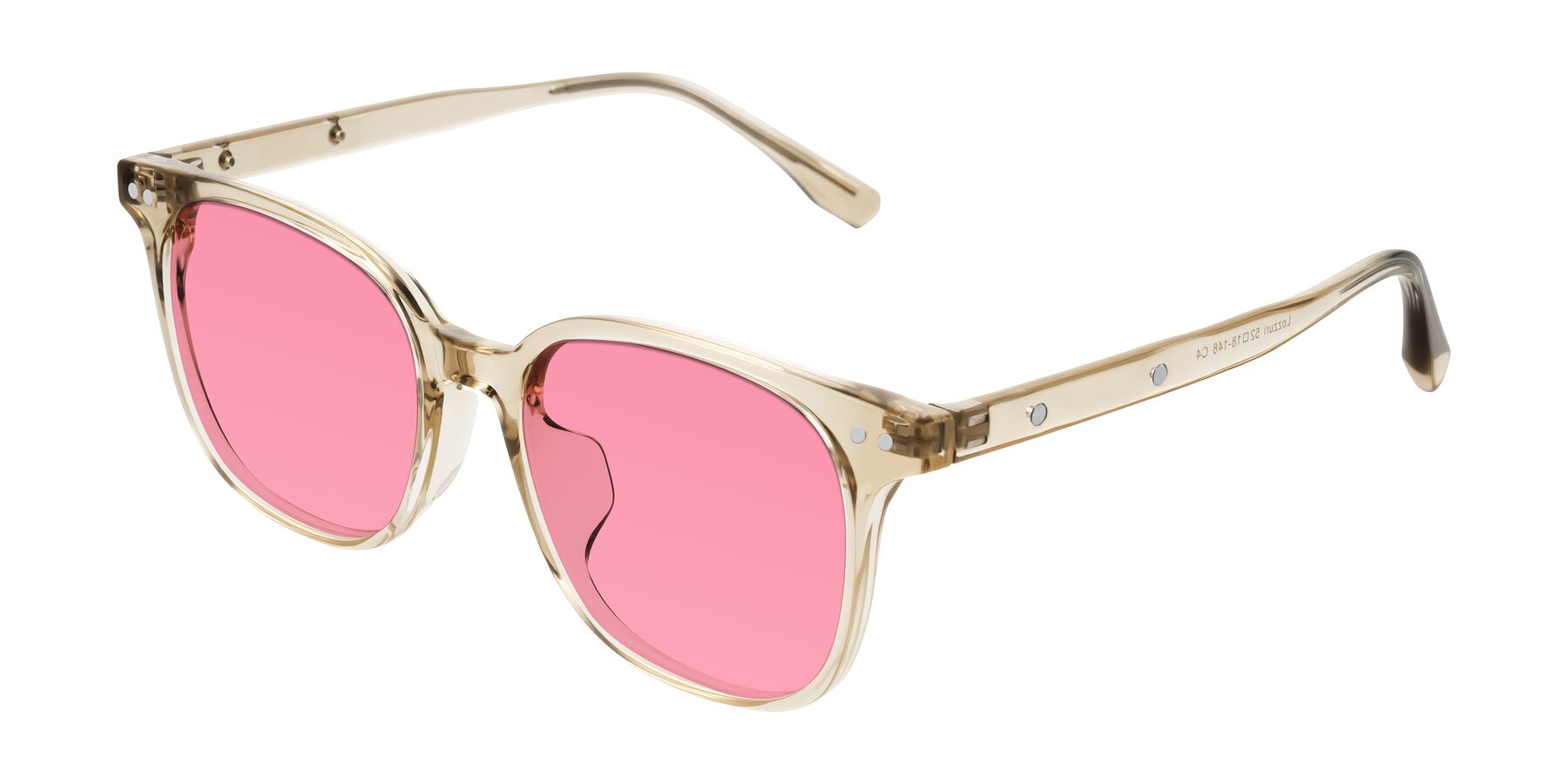 Angle of Lozzuri in Transparent Champagne with Pink Tinted Lenses
