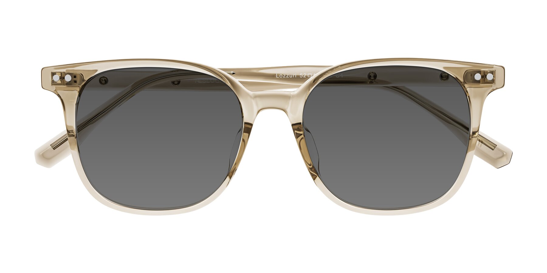 Folded Front of Lozzuri in Transparent Champagne with Medium Gray Tinted Lenses