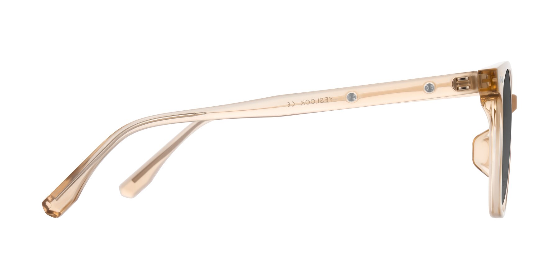 Side of Lozzuri in Transparent Champagne with Medium Gray Tinted Lenses