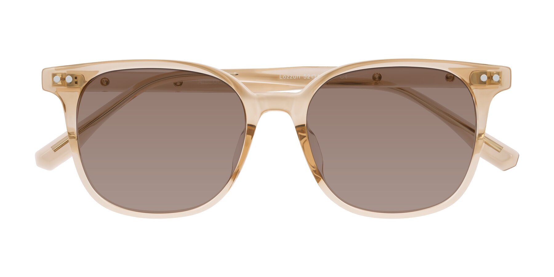Folded Front of Lozzuri in Transparent Champagne with Medium Brown Tinted Lenses