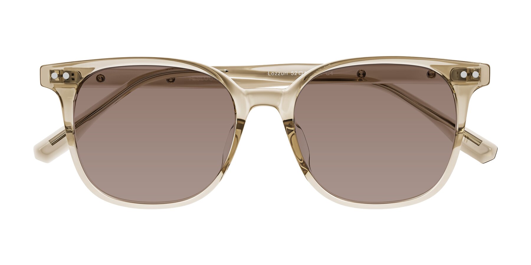 Folded Front of Lozzuri in Transparent Champagne with Medium Brown Tinted Lenses