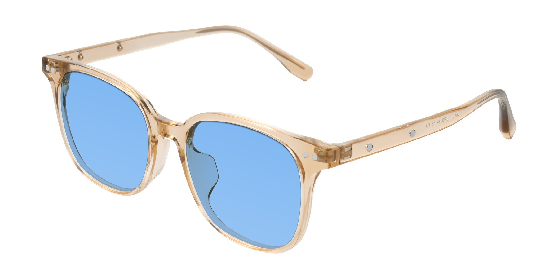 Angle of Lozzuri in Transparent Champagne with Medium Blue Tinted Lenses