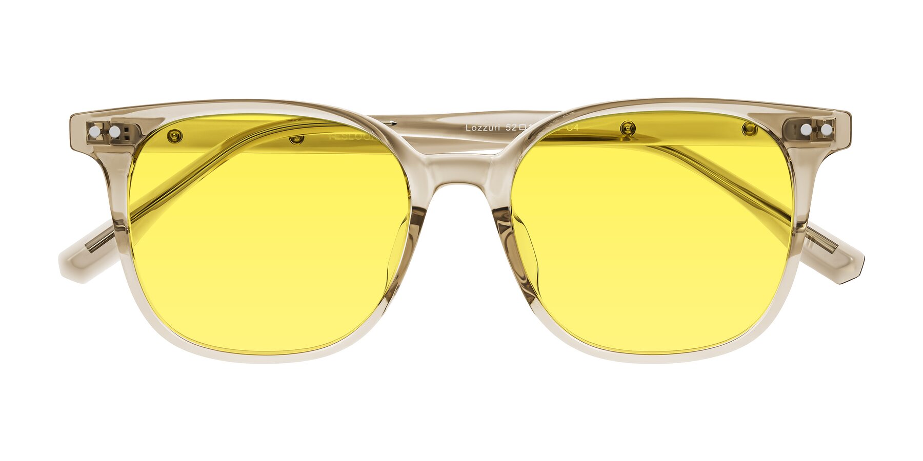 Folded Front of Lozzuri in Transparent Champagne with Medium Yellow Tinted Lenses